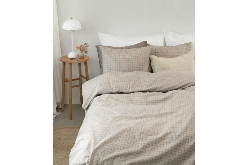 Dynetrekksett Enkeltseng 2-Delers Birger Flanell - Greige - Tekstiler - Sengetøy - Dyne