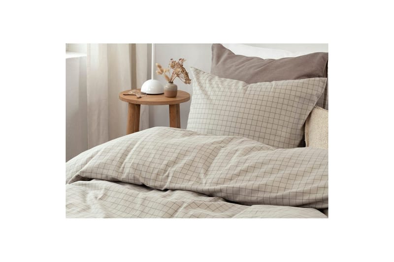 Dynetrekksett Enkeltseng 2-Delers Birger Flanell - Greige - Tekstiler - Sengetøy - Sengetøysett & dynetrekksett