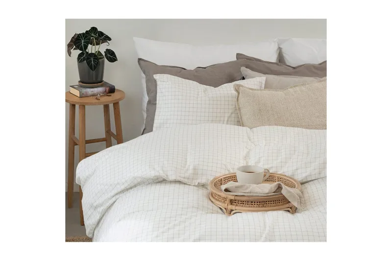 Dynetrekksett Enkeltseng 2-Delers Birger Flanell - Offwhite - Tekstiler - Sengetøy - Dyne