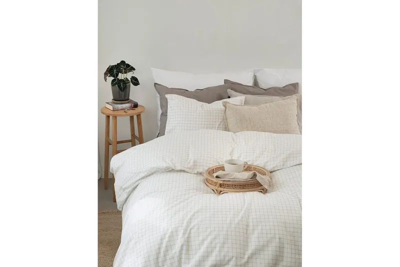 Dynetrekksett Enkeltseng 2-Delers Birger Flanell - Offwhite - Tekstiler - Sengetøy - Dyne