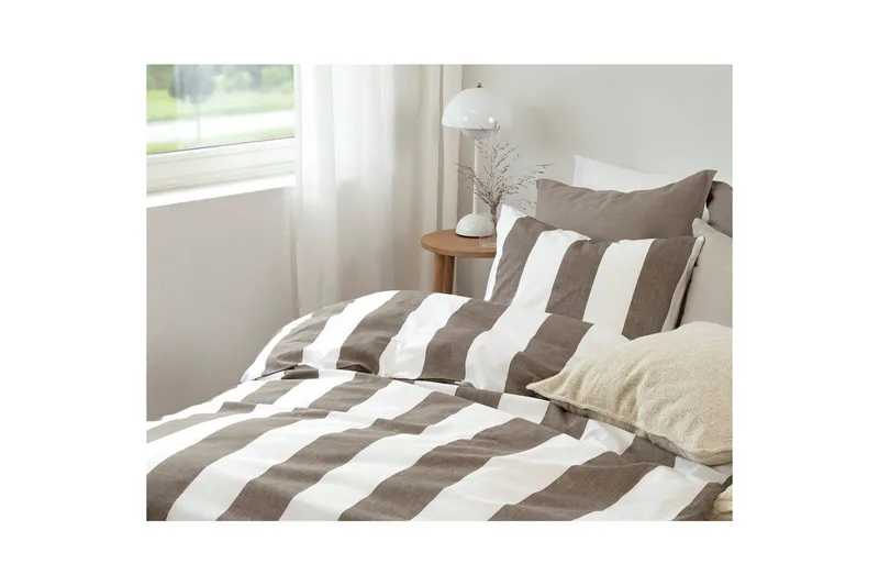 Dynetrekksett Enkeltseng 2-Delers Block stripe - Brun - Tekstiler - Sengetøy - Sengetøysett & dynetrekksett