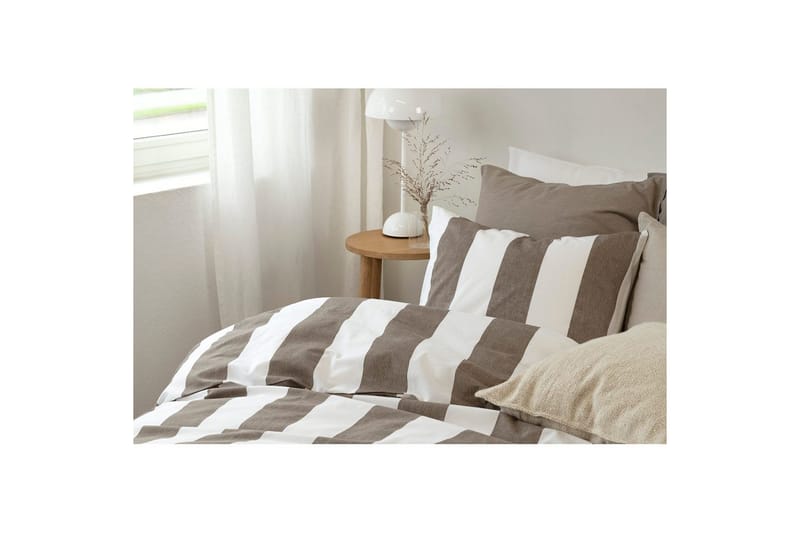 Dynetrekksett Enkeltseng 2-Delers Block stripe - Brun - Tekstiler - Sengetøy - Sengetøysett & dynetrekksett