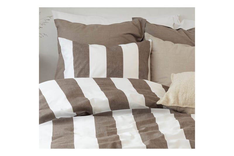 Dynetrekksett Enkeltseng 2-Delers Block stripe - Brun - Tekstiler - Sengetøy - Sengetøysett & dynetrekksett
