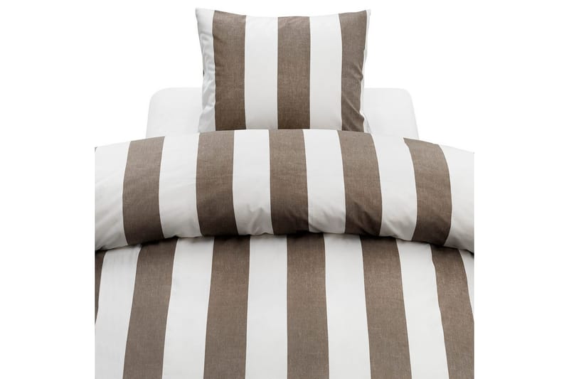 Dynetrekksett Enkeltseng 2-Delers Block stripe, Brun