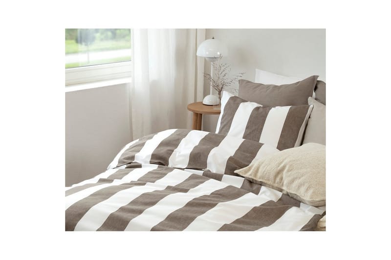 Dynetrekksett Enkeltseng 2-Delers Block stripe - Brun - Tekstiler - Sengetøy - Sengetøysett & dynetrekksett