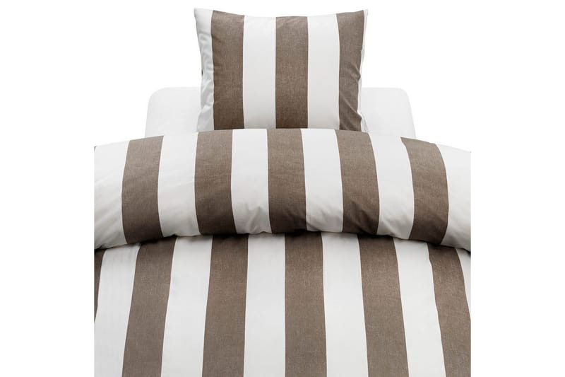 Dynetrekksett Enkeltseng 2-Delers Block stripe, Brun