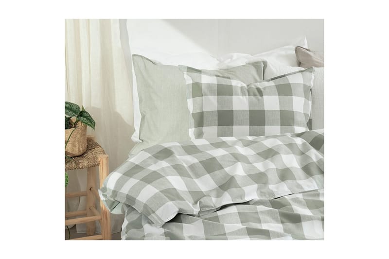 Dynetrekksett Enkeltseng 2-Delers Ruta Grønn - Tekstiler - Sengetøy - Sengetøysett & dynetrekksett