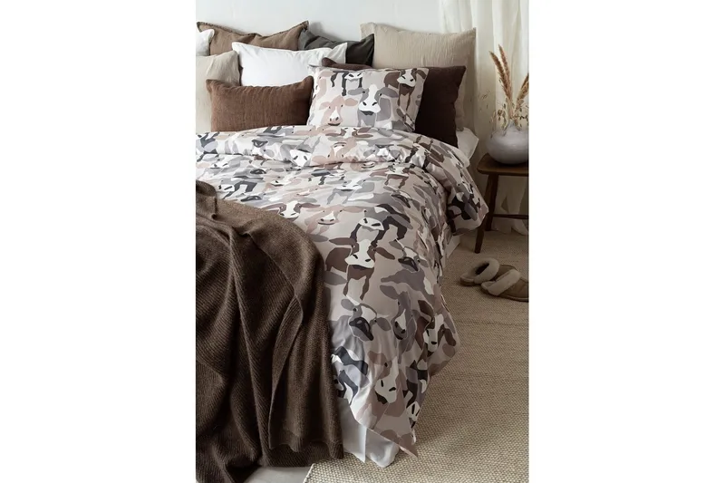 Dynetrekksett Enkeltseng 2-Dels Kossor Sand - Tekstiler - Sengetøy - Sengetøysett & dynetrekksett