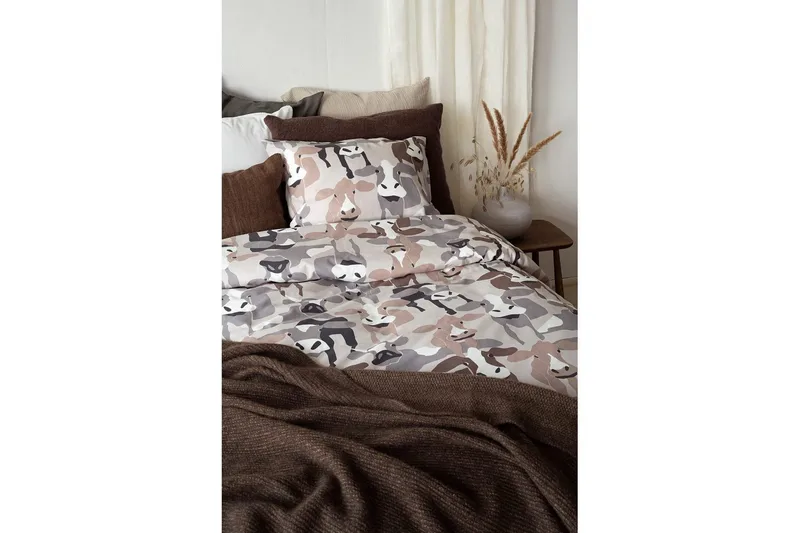 Dynetrekksett Enkeltseng 2-Dels Kossor Sand - Tekstiler - Sengetøy - Sengetøysett & dynetrekksett