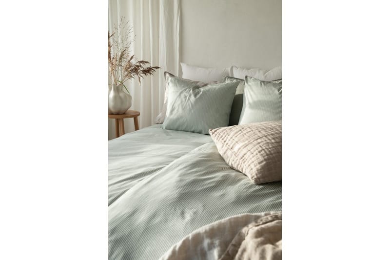 Dynetrekksett Enkeltseng 2-dels Thelma Stripe - Grønn - Tekstiler - Sengetøy - Sengetøysett & dynetrekksett