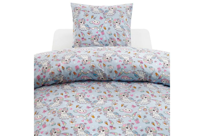 Dynetrekksett Enkeltseng 2-delt Enhjørning - Blå - Tekstiler - Sengetøy - Sengetøysett & dynetrekksett