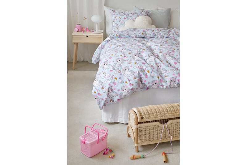 Dynetrekksett Enkeltseng 2-delt Enhjørning - Blå - Tekstiler - Sengetøy - Sengetøysett & dynetrekksett