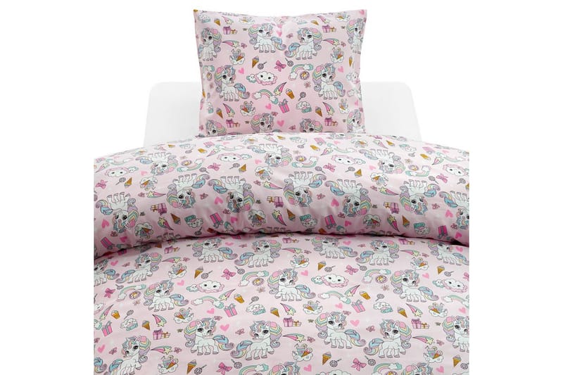 Dynetrekksett Enkeltseng 2-delt Enhjørning, Rosa