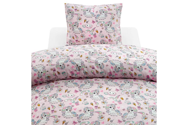 Dynetrekksett Enkeltseng 2-delt Enhjørning, Rosa