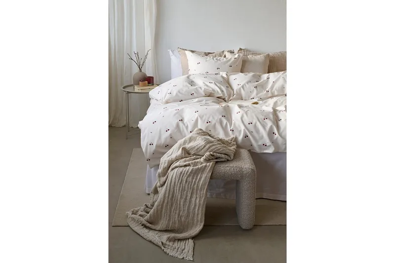 Dynetrekksett Enkeltseng 2-delt Kirsebær Sand - Tekstiler - Sengetøy - Sengetøysett & dynetrekksett