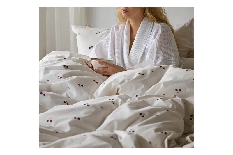 Dynetrekksett Enkeltseng 2-delt Kirsebær Sand - Tekstiler - Sengetøy - Sengetøysett & dynetrekksett