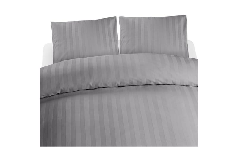 Dynetrekksett Dobbeltseng 3-Dels Sateng, Lysegrå