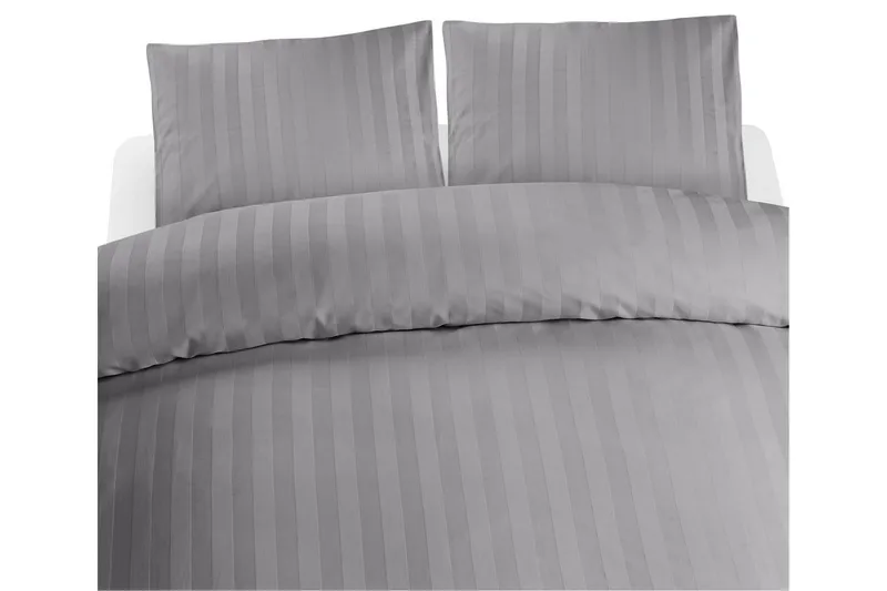 Dynetrekksett Dobbeltseng 3-Dels Sateng, Lysegrå