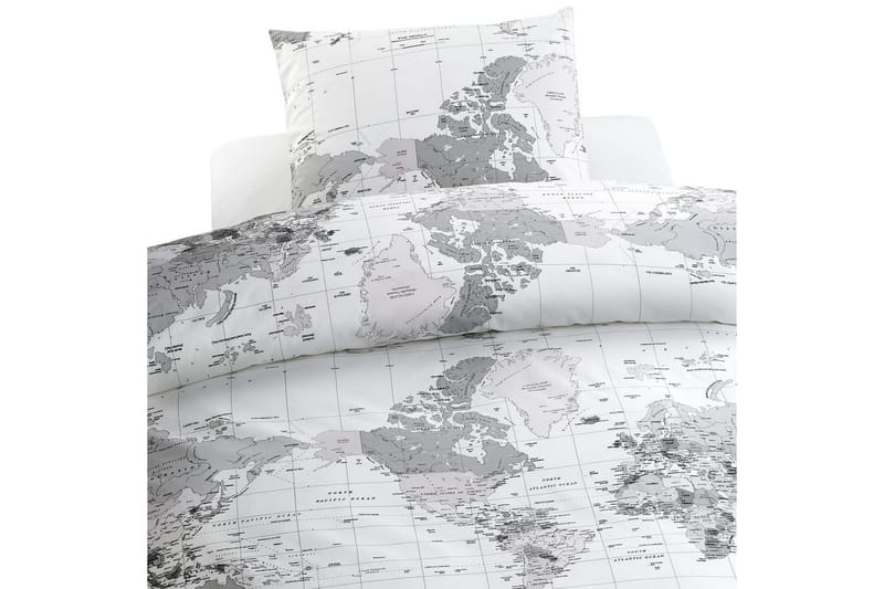 Dynetrekksett Enkeltseng 2-Delers Big World Grå, Grå