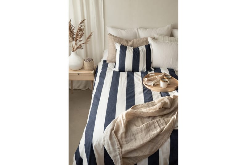 Dynetrekksett Enkeltseng 2-Delers Block stripe - Marineblå - Tekstiler - Sengetøy - Sengetøysett & dynetrekksett - Sengesett enkeltseng