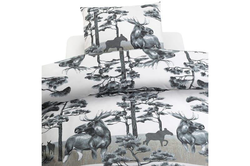 Dynetrekksett Enkeltseng 2-Delers Elg Grå, Grå