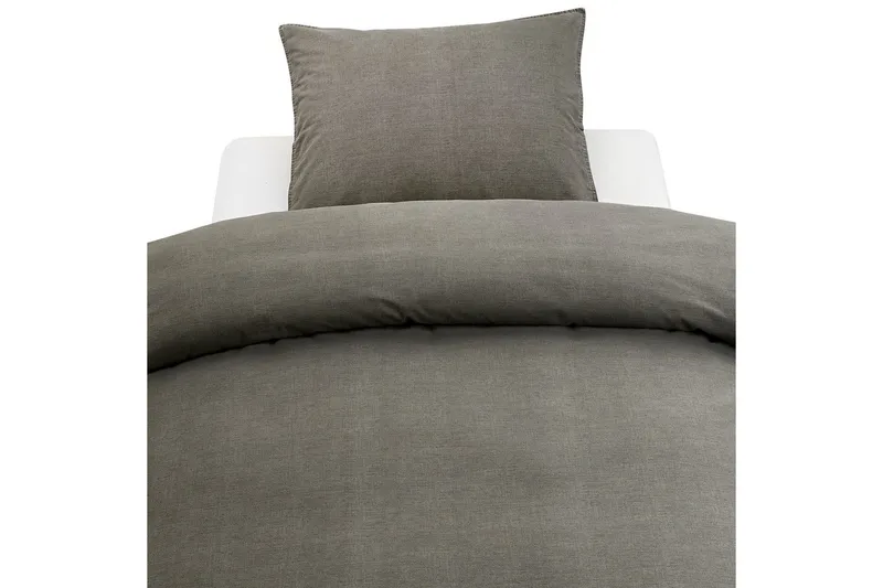 Dynetrekksett Enkeltseng 2-Delers Vasket, Grå