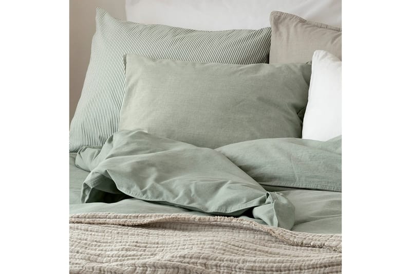 Dynetrekksett Enkeltseng 2-Delers Vasket - Grønn - Tekstiler - Sengetøy - Sengetøysett & dynetrekksett - Sengesett enkeltseng