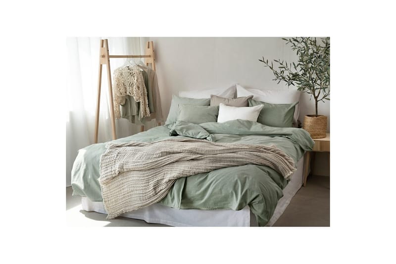 Dynetrekksett Enkeltseng 2-Delers Vasket - Grønn - Tekstiler - Sengetøy - Sengetøysett & dynetrekksett - Sengesett enkeltseng