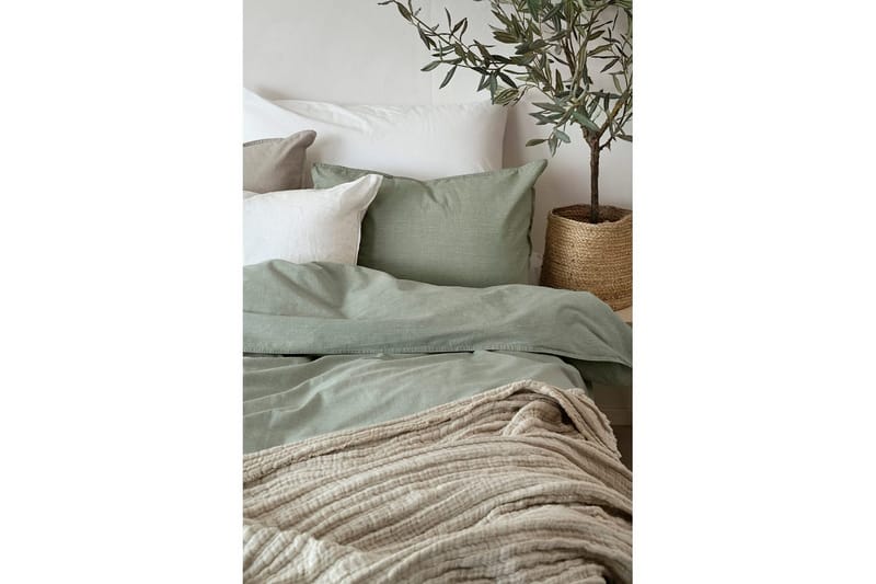 Dynetrekksett Enkeltseng 2-Delers Vasket - Grønn - Tekstiler - Sengetøy - Sengetøysett & dynetrekksett - Sengesett enkeltseng