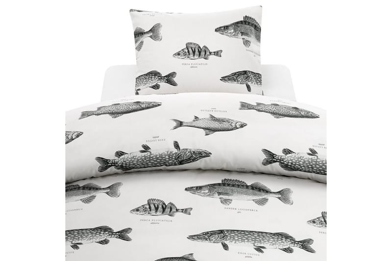 Dynetrekksett Enkeltseng 2-Dels Fisk Hvit, Franzén