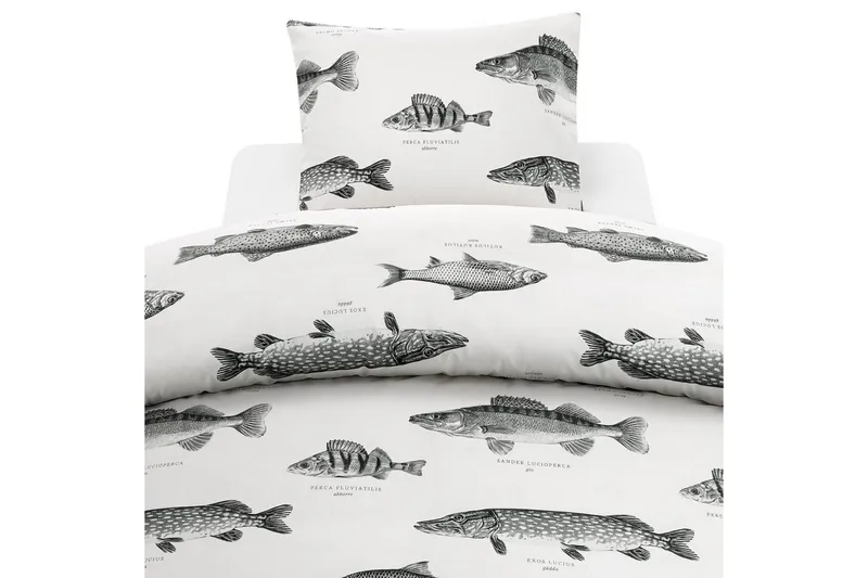 Dynetrekksett Enkeltseng 2-Dels Fisk Hvit, Franzén