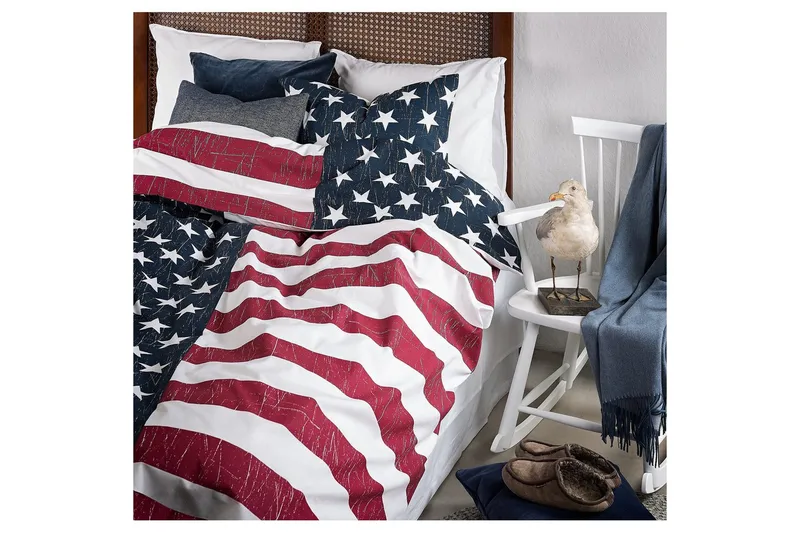 Dynetrekksett Enkeltseng 2-dels United States Marineblå - Multi - Tekstiler - Sengetøy - Sengetøysett & dynetrekksett - Sengesett enkeltseng