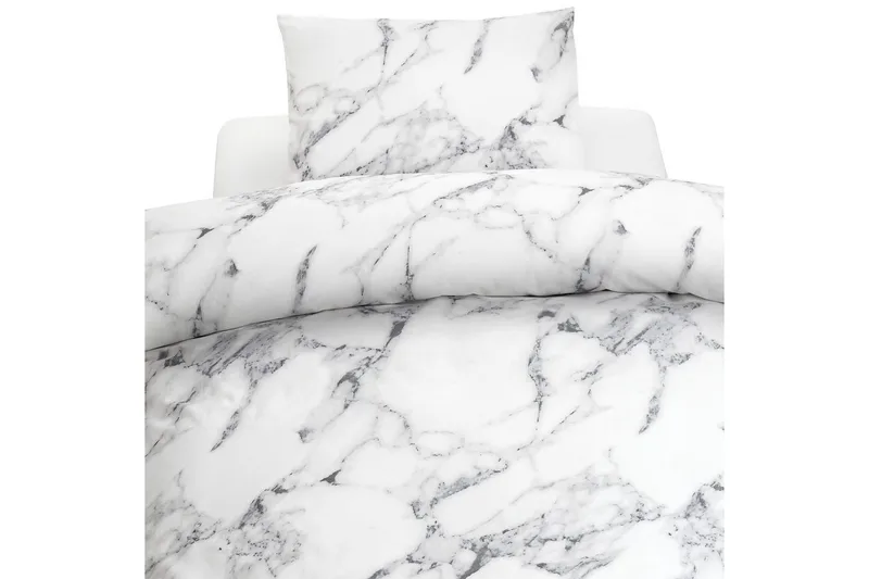 Dynetrekksett Enkeltseng 2-delt Marmor Hvit, Marmor