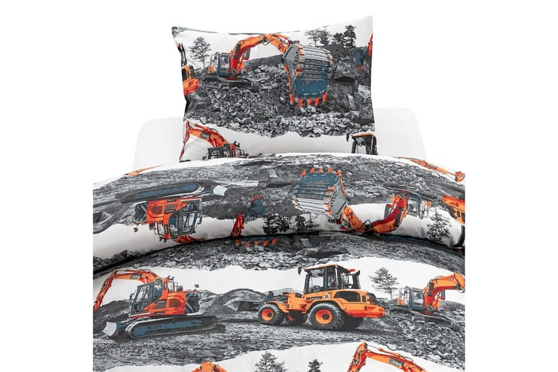 Dynetrekksett Enkeltseng 2-delt Maskiner Oransje, Franzén