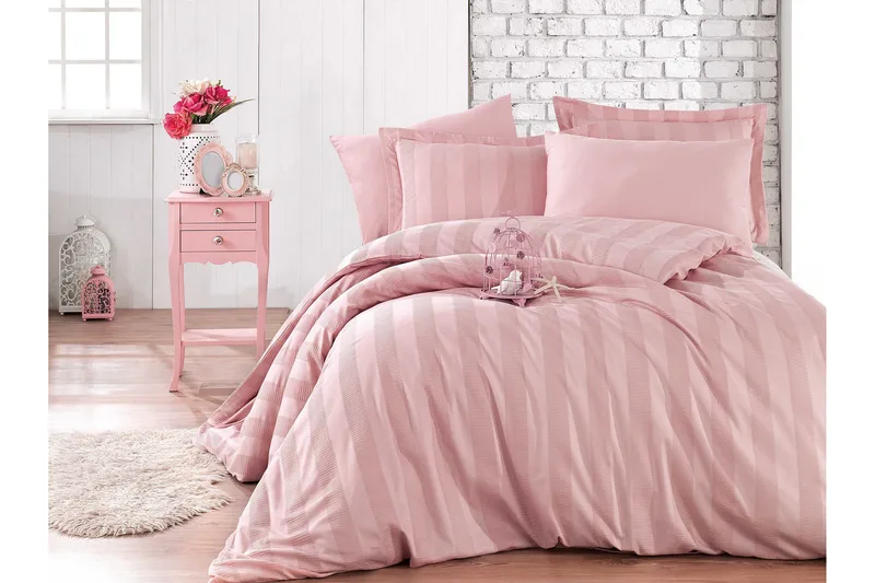 Hobby Exclusive Satin Sengetøysett, Blekrosa