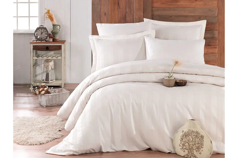 Hobby Exclusive Satin Sengetøysett - Cream - Tekstiler - Sengetøy - Sengetøysett & dynetrekksett - Sengesett enkeltseng