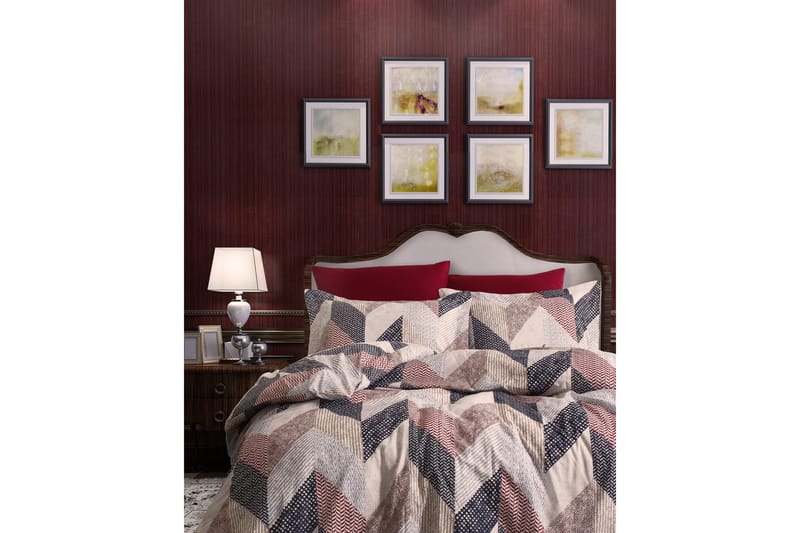 Türkiz Sengetøy Enkelt 3-deler Ranforce, Krem/Brun/Beige