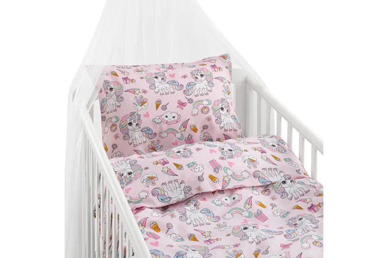 Dynetrekksett til Sprinkelseng 2-delt Enhjørning Rosa, undefined