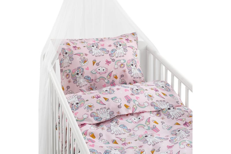 Dynetrekksett til Sprinkelseng 2-delt Enhjørning Rosa, undefined