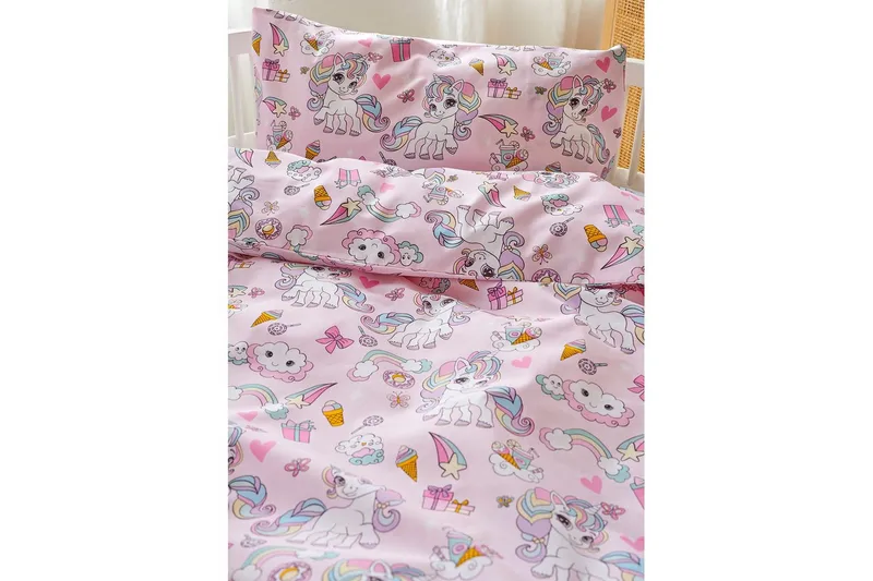 Dynetrekksett til Sprinkelseng 2-delt Enhjørning Rosa - Tekstiler - Sengetøy - Sengetøysett & dynetrekksett