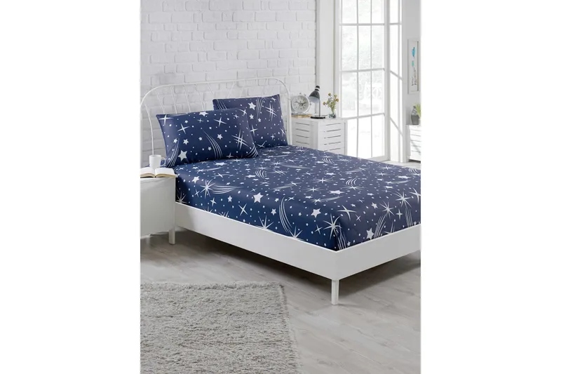 EnLora Home Laken Dobbelt 160x200 cm+Putetrekk, Mørkeblå