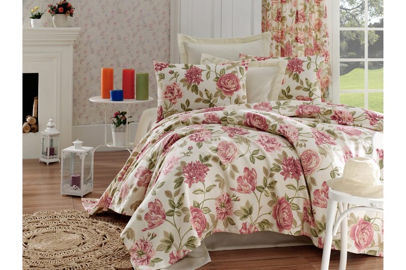 EnLora Home Sengeteppe Dobbelt 200x235+Laken+2 Putetrekk, Rosa