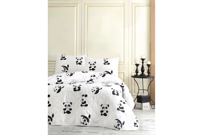 EnLora Home Sengeteppe Enkelt 160x220+Putetrekk Quiltet, Svart/Hvit