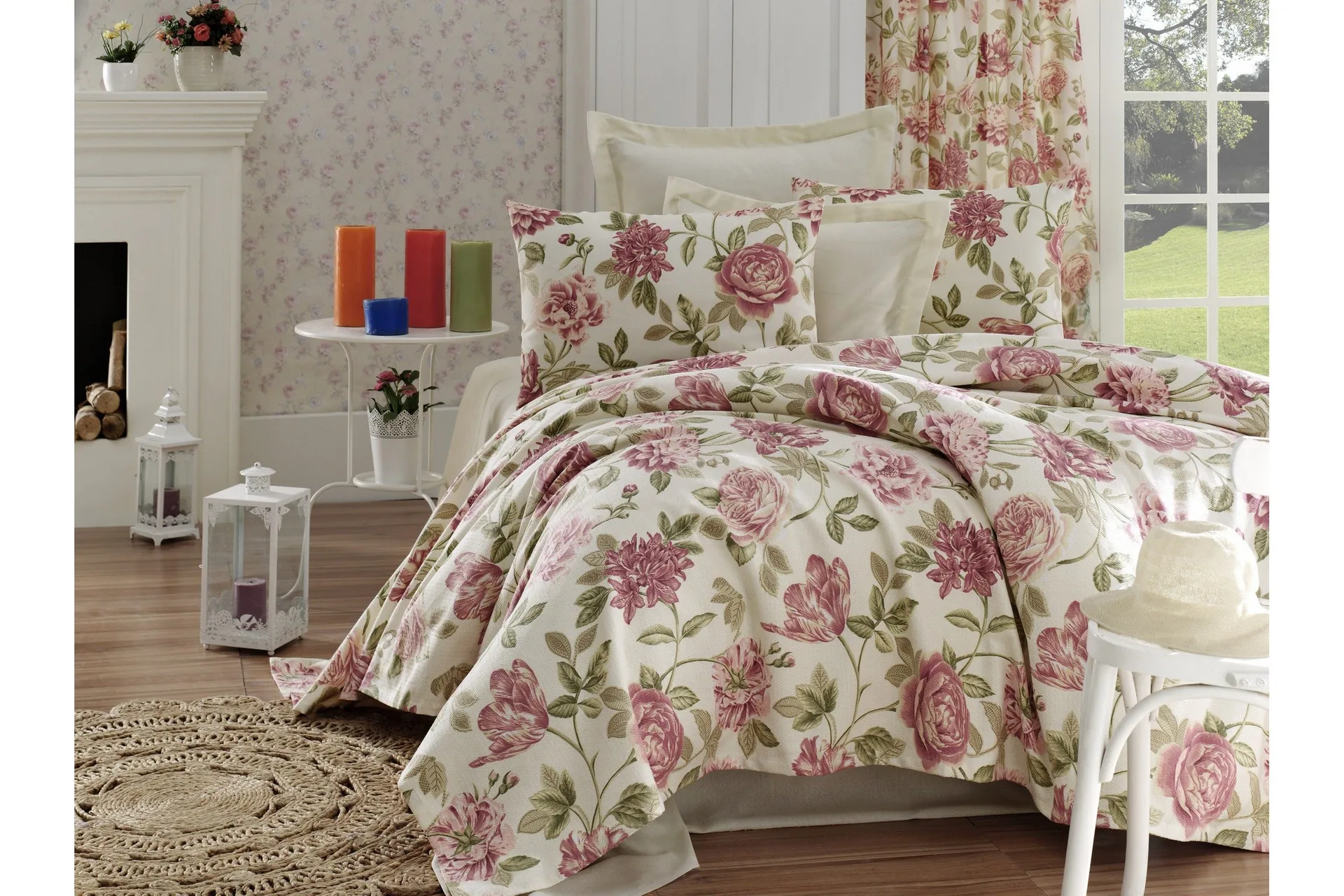 EnLora Home Sengeteppe Enkelt 160x235+Laken+Putetrekk - Rosa