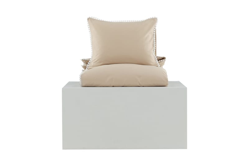 Livia Sengetøysett 2-Deler 150x200/50x60 cm - Beige/Hvid - Tekstiler - Sengetøy - Sengetøysett & dynetrekksett - Sengesett enkeltseng