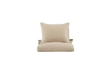 Livia Sengetøysett 2-Deler 150x200/50x60 cm - Beige/Hvid - Tekstiler - Sengetøy - Sengetøysett & dynetrekksett - Sengesett enkeltseng