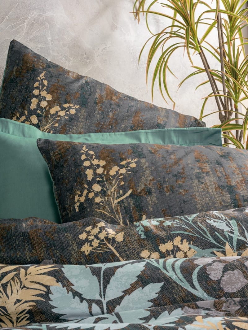 Lyronis sengesett 240x220 cm - Mint Antrasitt Brun - Tekstiler - Sengetøy - Sengetøysett & dynetrekksett