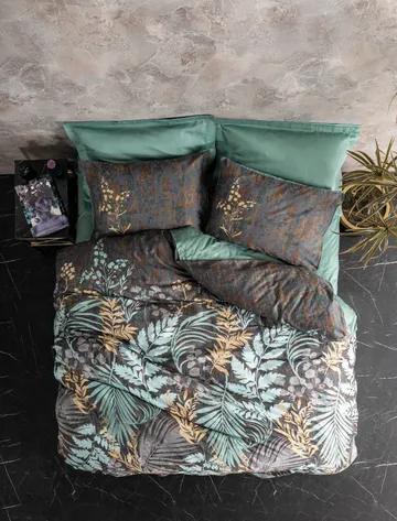 Lyronis sengesett 240x220 cm - Mint/Antrasitt/Brun - Tekstiler - Sengetøy - Sengetøysett & dynetrekksett