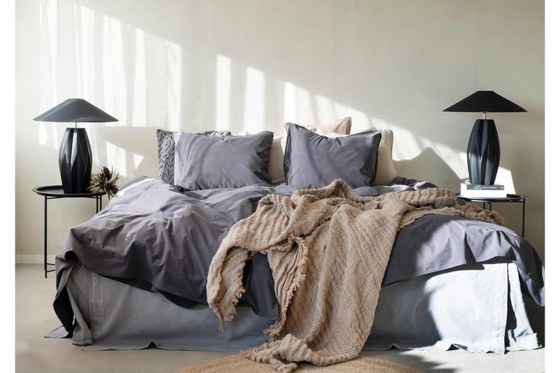 Percale 3-deler Sengetøysett 210x220/50x60 cm Midnattblå - Borganäs - Tekstiler - Sengetøy - Sengetøysett & dynetrekksett