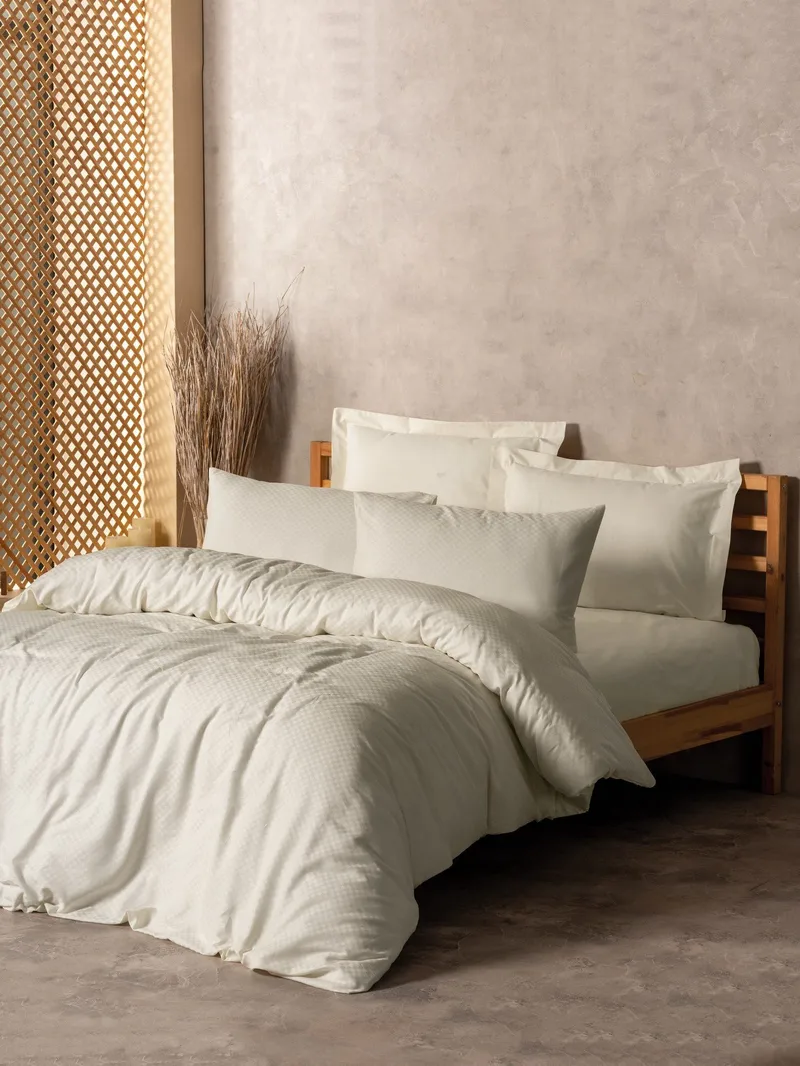 Plaid sengesett 200x200 cm - Krem - Tekstiler - Sengetøy - Sengetøysett & dynetrekksett